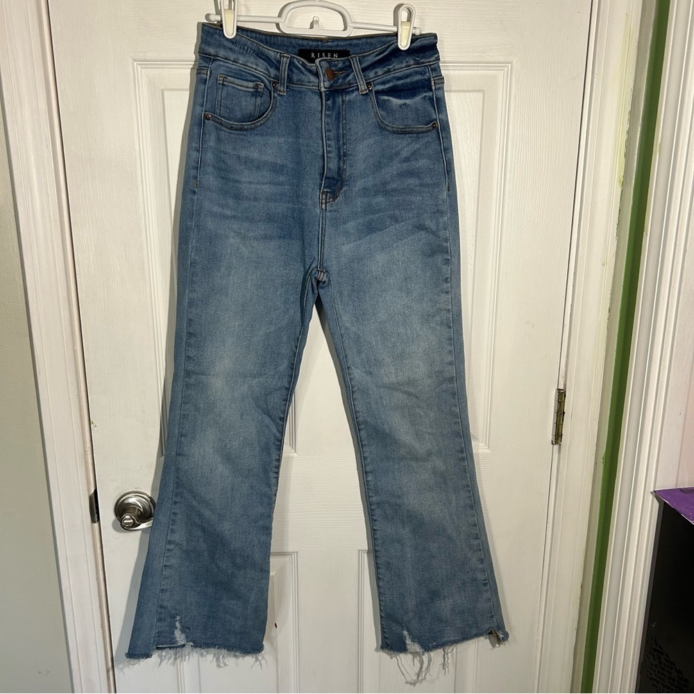 RISEN Los Angeles High Rise Flare Jeans Size 28/7 Style RDP1461 Released Hem
